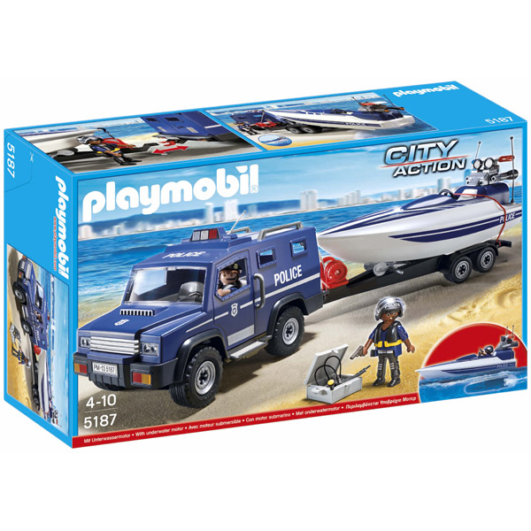 PLA5187 Playmobil cotxe policia amb llanxa - 31,99€